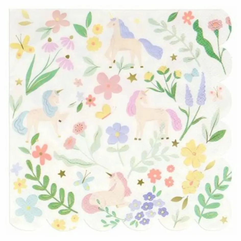 Outlet Serviettes en papier Meadow Licornes - Set de 16 Enfant Décoration De Fête
