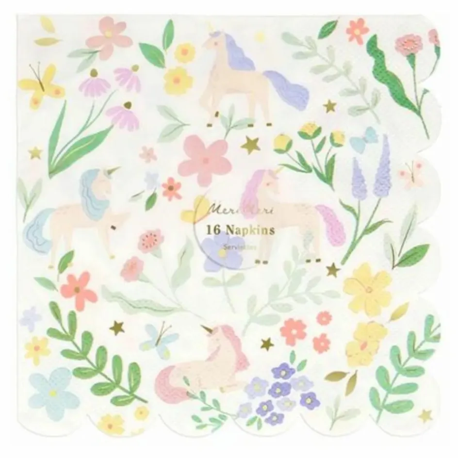 Outlet Serviettes en papier Meadow Licornes - Set de 16 Enfant Décoration De Fête
