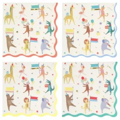 Meri Meri Serviettes en papier Parade des animaux - Set de 16|Enfant Décoration De Fête