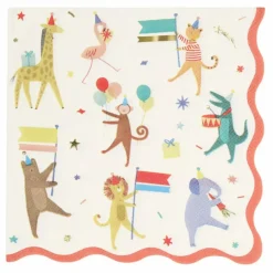 Meri Meri Serviettes en papier Parade des animaux - Set de 16|Enfant Décoration De Fête