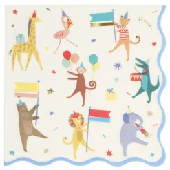 Meri Meri Serviettes en papier Parade des animaux - Set de 16|Enfant Décoration De Fête
