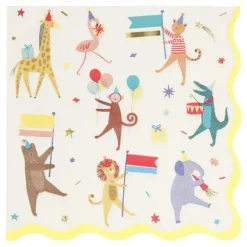 Meri Meri Serviettes en papier Parade des animaux - Set de 16|Enfant Décoration De Fête