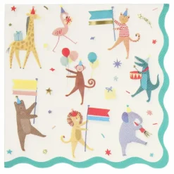 Meri Meri Serviettes en papier Parade des animaux - Set de 16|Enfant Décoration De Fête