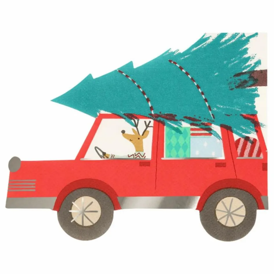 Discount Serviettes en papier Voiture de Noël - Set de 16 Enfant Décoration De Fête
