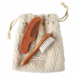 Outlet Gentil Coquelicot Set coiffure pour bébé et pochon sherpa Naturel
