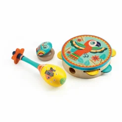 Djeco Musique*Set de 3 instruments tambourin, maracas, castagnettes