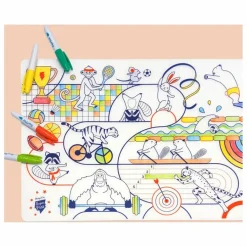 Superpetit Set de table à colorier Sports avec 5 feutres| Loisirs Créatifs
