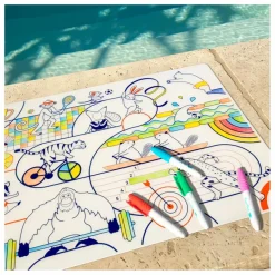 Superpetit Set de table à colorier Sports avec 5 feutres| Loisirs Créatifs