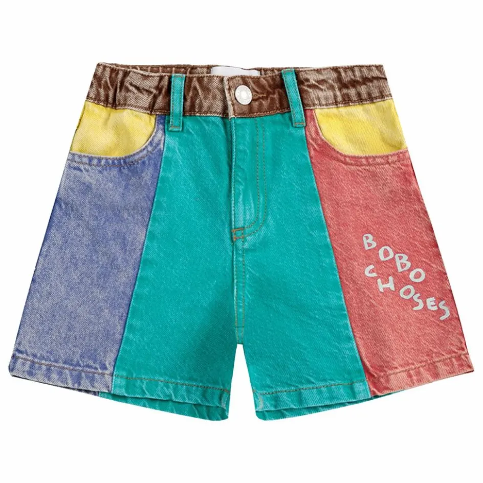 Bobo Choses Short en Jean Colorblock Coton Bio ||Enfant Shorts, Bermudas|Jupes, Shorts
