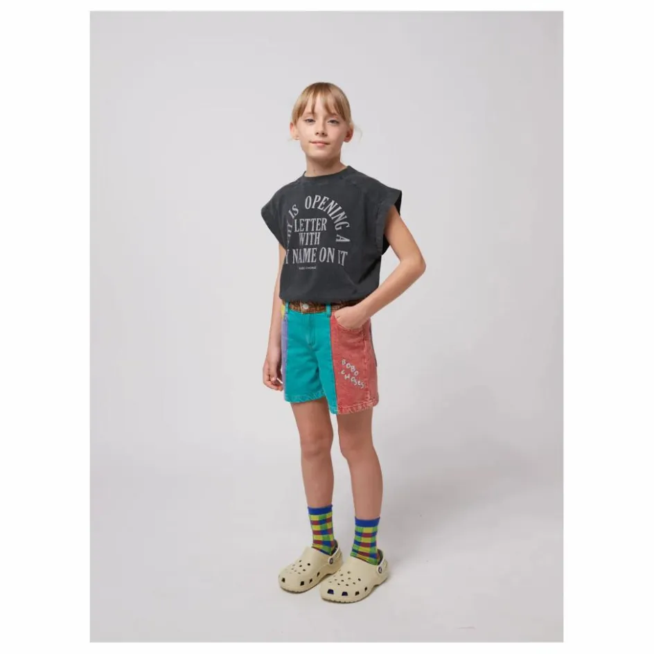 Bobo Choses Short en Jean Colorblock Coton Bio ||Enfant Shorts, Bermudas|Jupes, Shorts