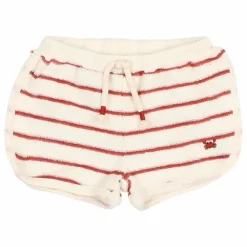 Clearance Búho Short Terry Rayures Eponge Bébé Coton Bio | Rouge