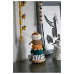 Sebra Singe à empiler doudou et bois| Jouets D'Éveil