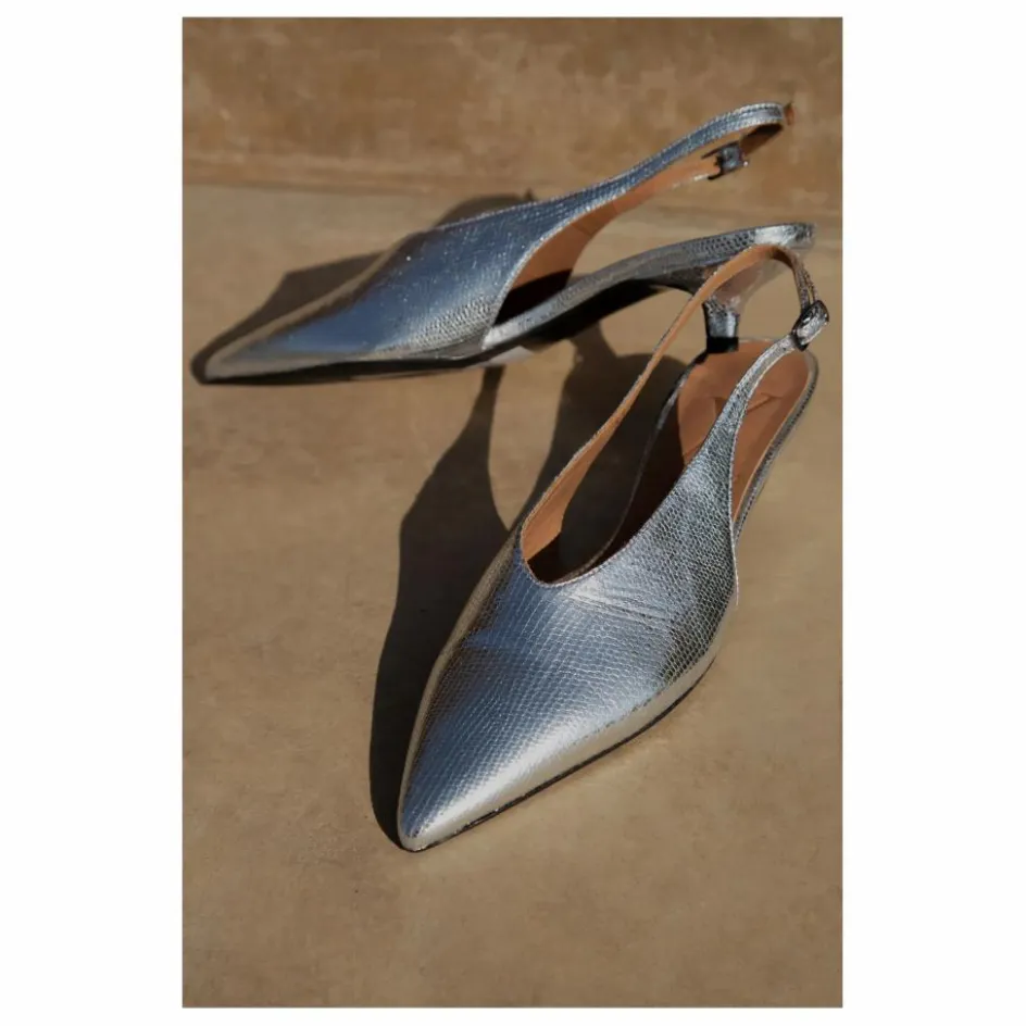Lachoix Slingback à Talons Métallisées | Argenté