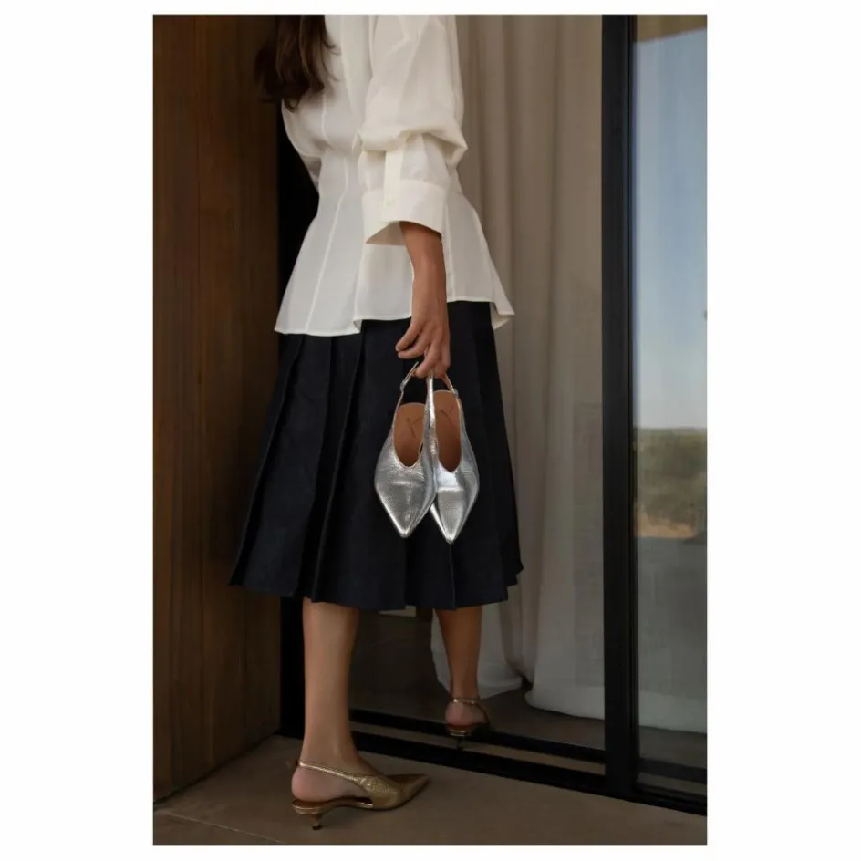 New Slingback à Talons Métallisées | Femme Chaussures À Talons