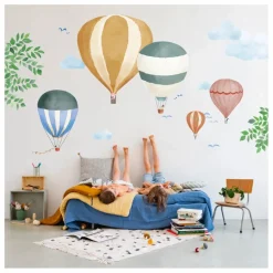 Discount MIMI'lou Sticker géant Montgolfière Aquarelle Multicolore