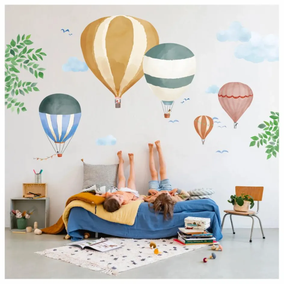 Discount MIMI'lou Sticker géant Montgolfière Aquarelle Multicolore