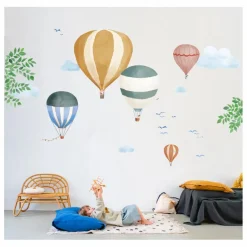 Discount MIMI'lou Sticker géant Montgolfière Aquarelle Multicolore