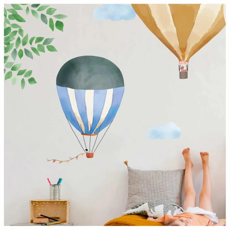 Discount MIMI'lou Sticker géant Montgolfière Aquarelle Multicolore