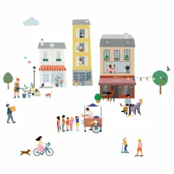 MIMI'lou Stickers easy Mon Village|Enfant Décoration Murale|Déco Murale Enfant