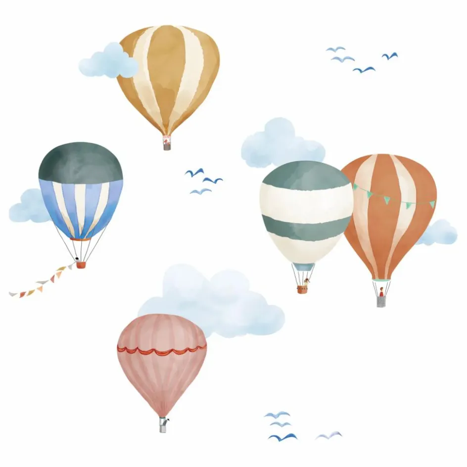 MIMI'lou Stickers easy Montgolfiere Aquarelle|Enfant Déco Murale Enfant