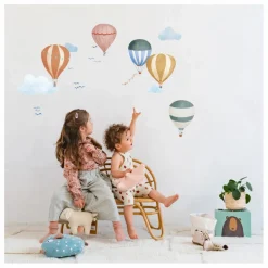MIMI'lou Stickers easy Montgolfiere Aquarelle|Enfant Déco Murale Enfant