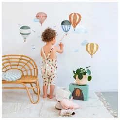 MIMI'lou Stickers easy Montgolfiere Aquarelle|Enfant Déco Murale Enfant