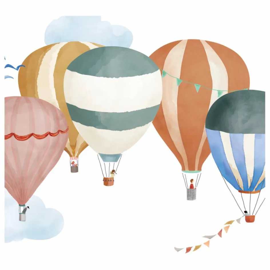 MIMI'lou Stickers easy Montgolfiere Aquarelle|Enfant Déco Murale Enfant