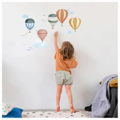 MIMI'lou Stickers easy Montgolfiere Aquarelle|Enfant Déco Murale Enfant