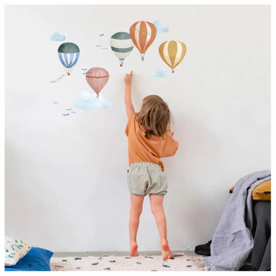 MIMI'lou Stickers easy Montgolfiere Aquarelle|Enfant Déco Murale Enfant