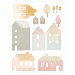 MIMI'lou Stickers Petites Maisons|Enfant Décoration Murale|Déco Murale Enfant