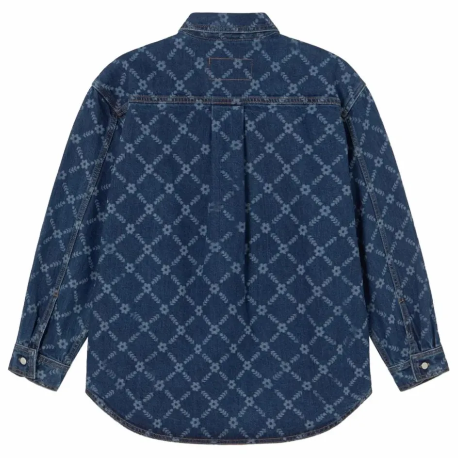 The Tiny Big Sister Sur-Chemise Flowers Grid Denim ||Femme Blouses, Chemises