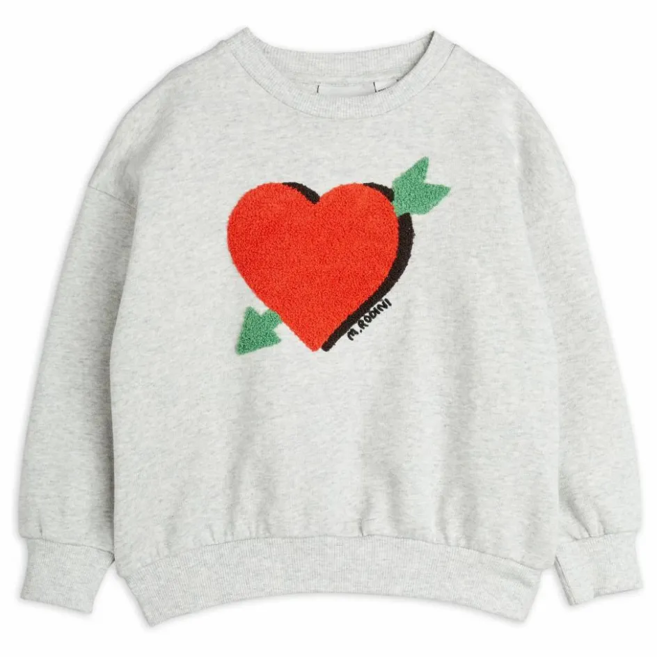 Sale Mini Rodini Sweat Arrowed Heart Coton | Gris chiné