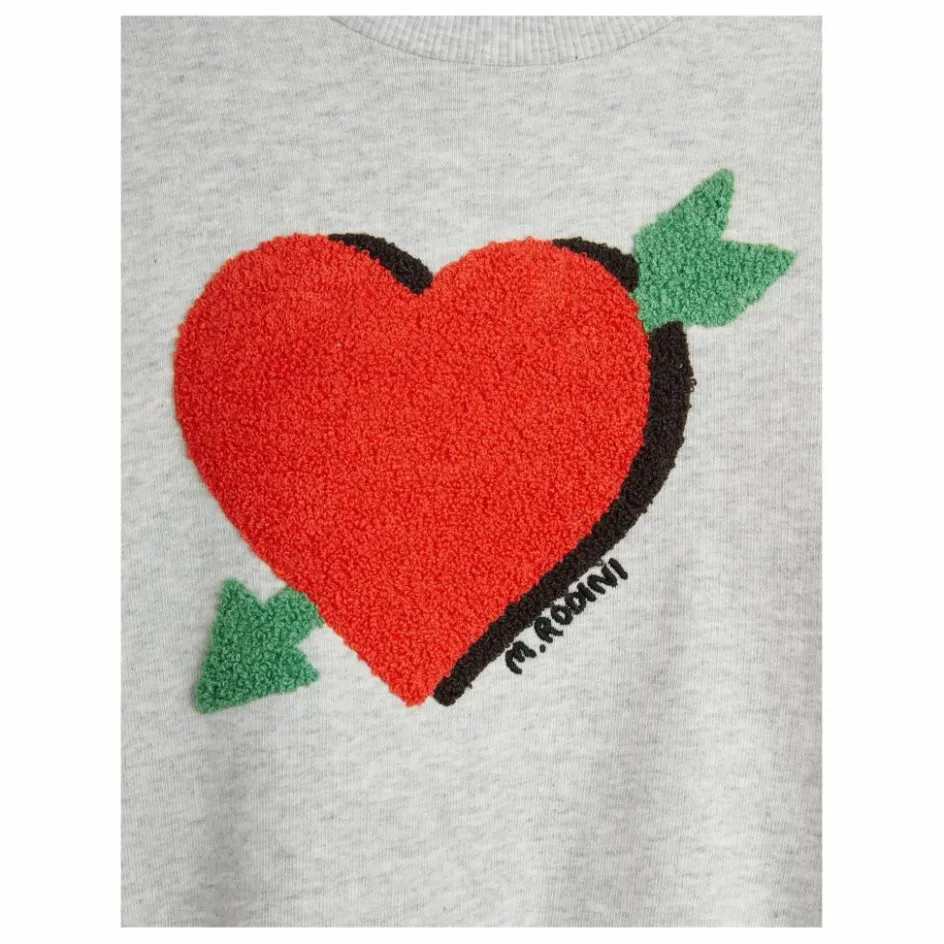 Sale Mini Rodini Sweat Arrowed Heart Coton | Gris chiné