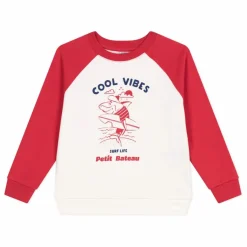 New Petit Bateau Sweat Bienvu Coton Bio | Rouge