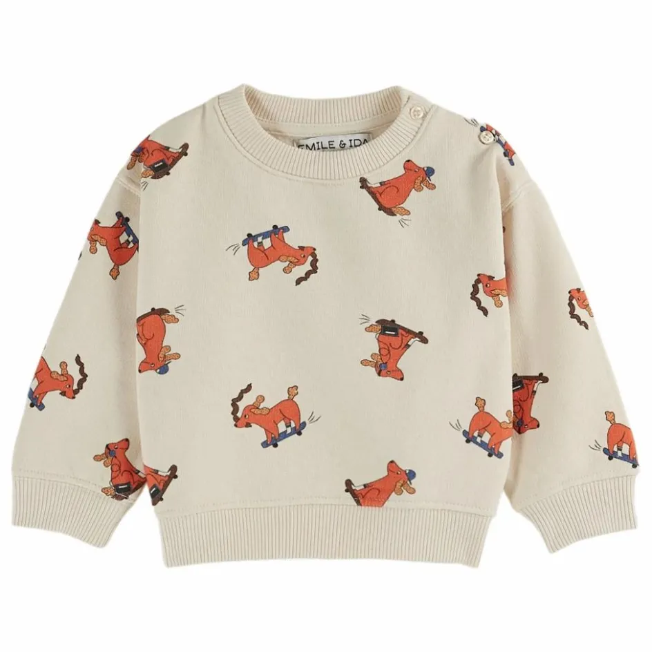 Emile et Ida Sweat Chien Skateur | Ecru