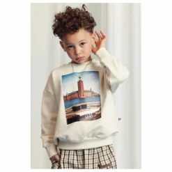 Sale Mini Rodini Sweat City Hall Coton Bio | Ecru