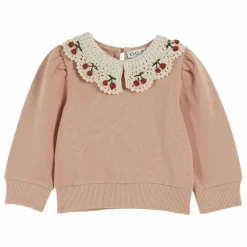 Outlet Emile et Ida Sweat Col Brodé | Rose poudré