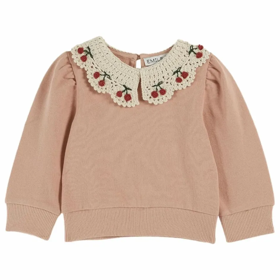 Outlet Emile et Ida Sweat Col Brodé | Rose poudré