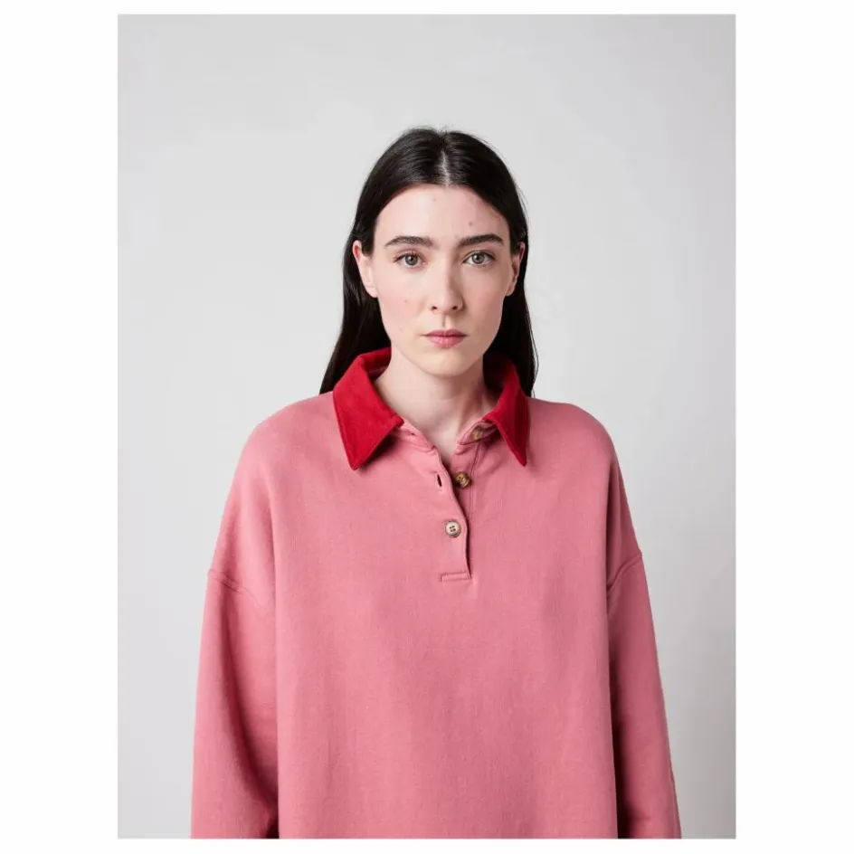 Bobo Choses Sweat Col Polo Oversize Colour Block Coton Bio - Collection Femme ||Femme Sweats