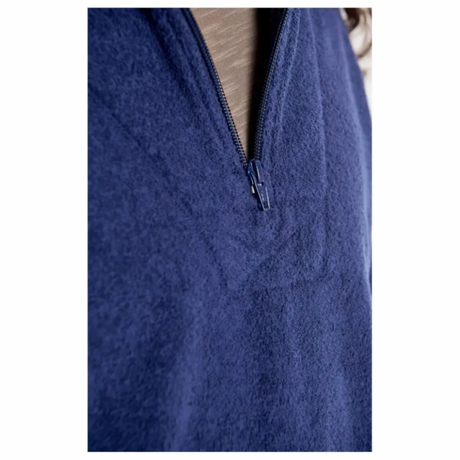 Best American Vintage Sweat Col Zippé Bobypark Bouclette Coton Bio | Bleu foncé