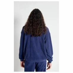 Best American Vintage Sweat Col Zippé Bobypark Bouclette Coton Bio | Bleu foncé