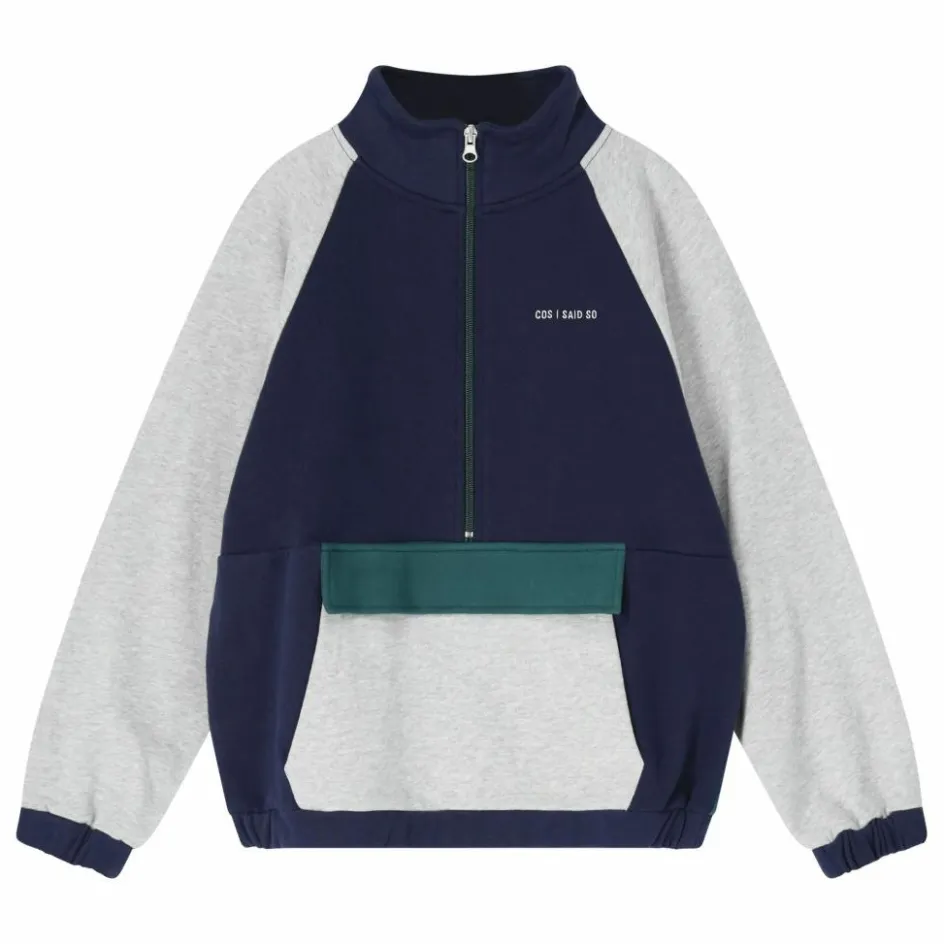 New Sweat Col Zippé Colorblock Coton Bio | Enfant Sweats|Sweats