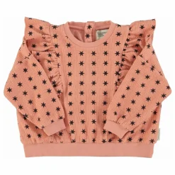 New Piupiuchick Sweat Côtelé Volants Etoiles Coton Bio | Corail