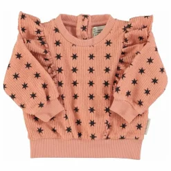 New Piupiuchick Sweat Côtelé Volants Etoiles Coton Bio | Corail