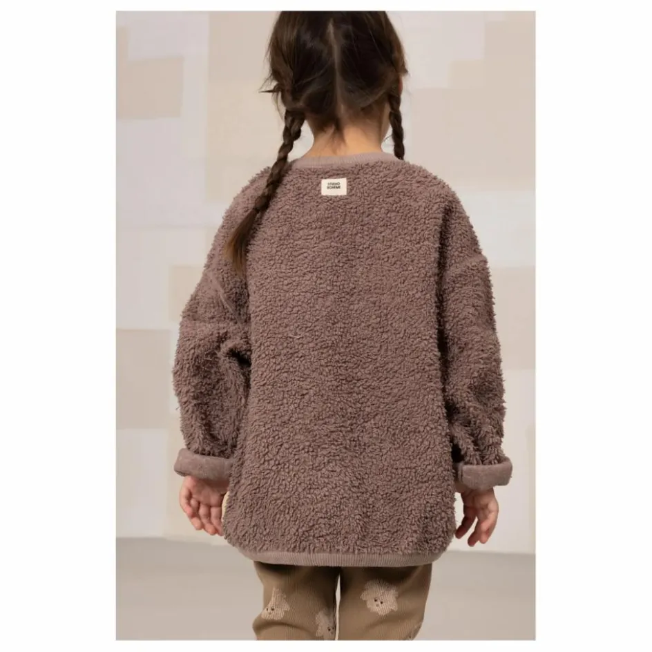 New Studio Bohème Sweat Façon Sherpa Ours Coton Bio | Mauve