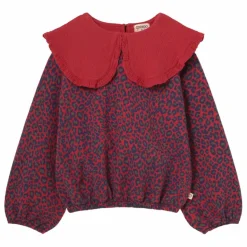 Clearance Cozmo Sweat Genoa Léopard Coton Bio | Rouge