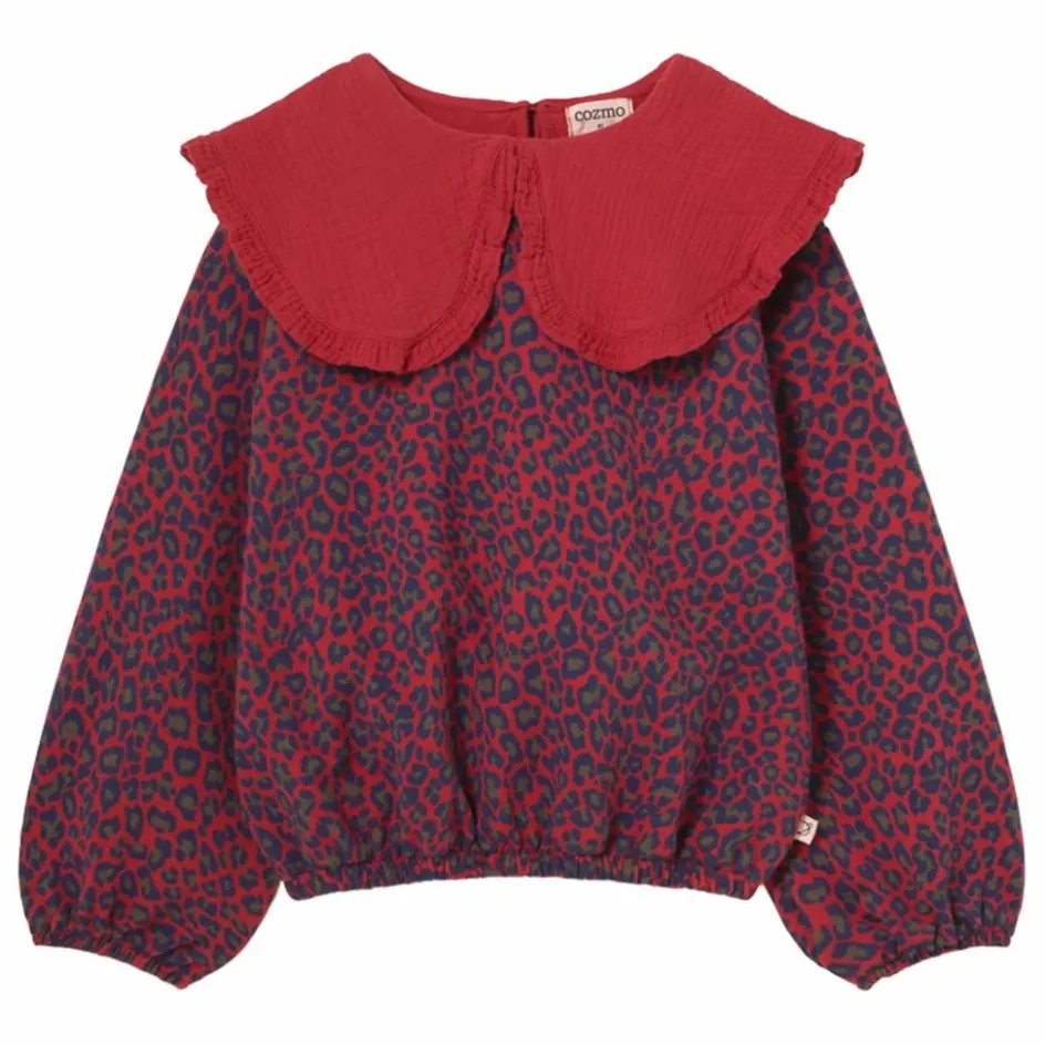 Clearance Cozmo Sweat Genoa Léopard Coton Bio | Rouge