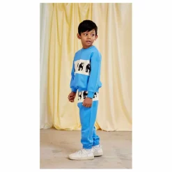 Mini Rodini Sweat Panther Coton Bio | Bleu azur