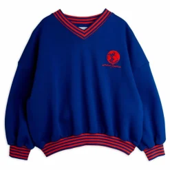 Online Mini Rodini Sweat Rayé Coton Bio | Bleu roi