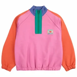 Hot Bobo Choses Sweat Zippé Colorblock Coton Bio | Rose